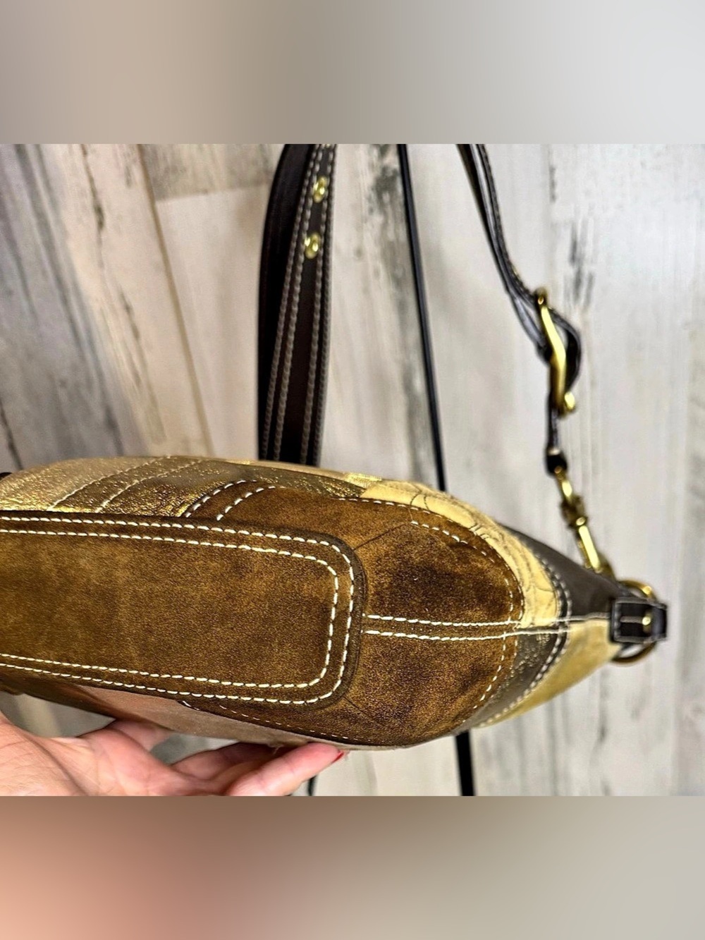 Coach Patchwork Medium Shoulder Crossbody 2007 Holiday Collection W/ Wristlet - Picture 7 of 11